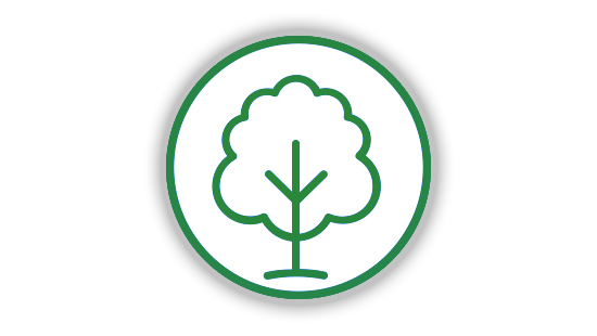 A green tree icon in a circle